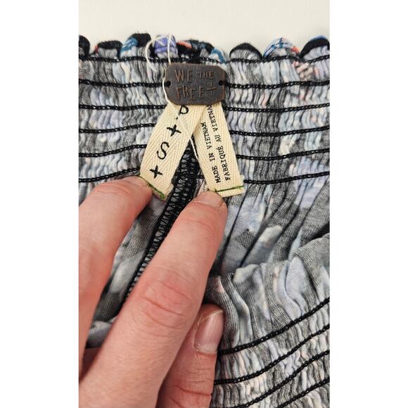 Free People Lexington Off-the-Shoulder Top Small boho oversized EUC colorful - Picture 7 of 10